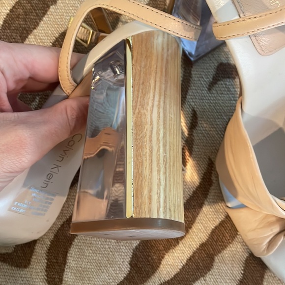 calvin klein nude heels with knot detail and clear block heel - Picture 4 of 4